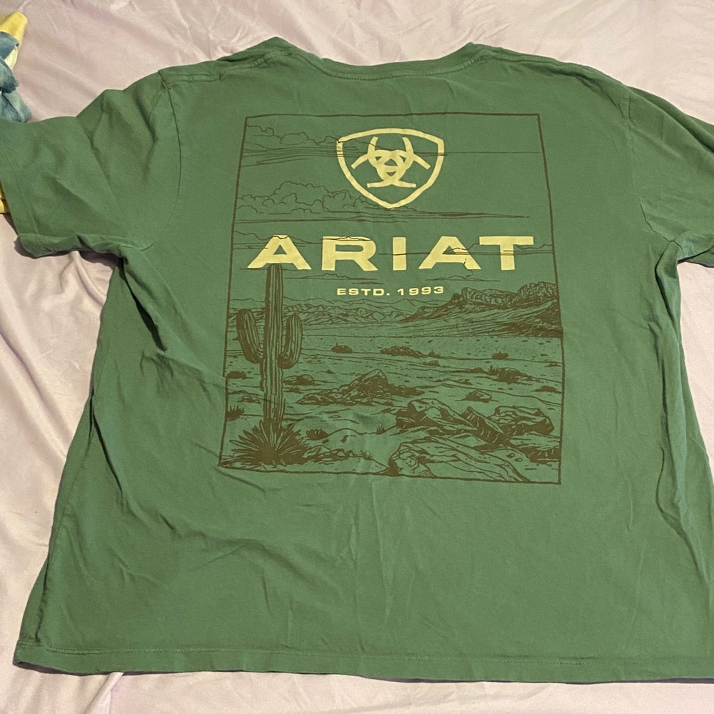 Ariat Olive Tee with Gold Emblem - Picture 2 of 3